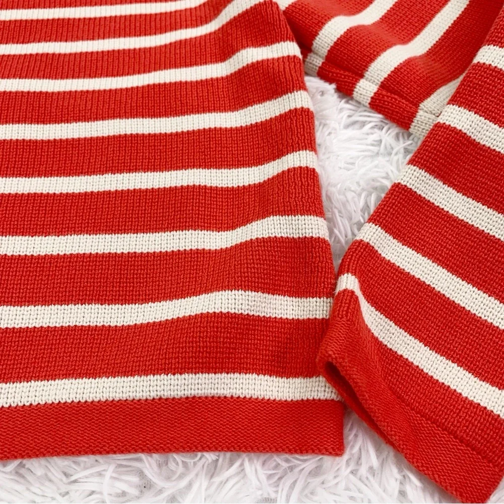 J Crew long sleeve Emilie sweater lady jacket in stripe  patched pockets‎